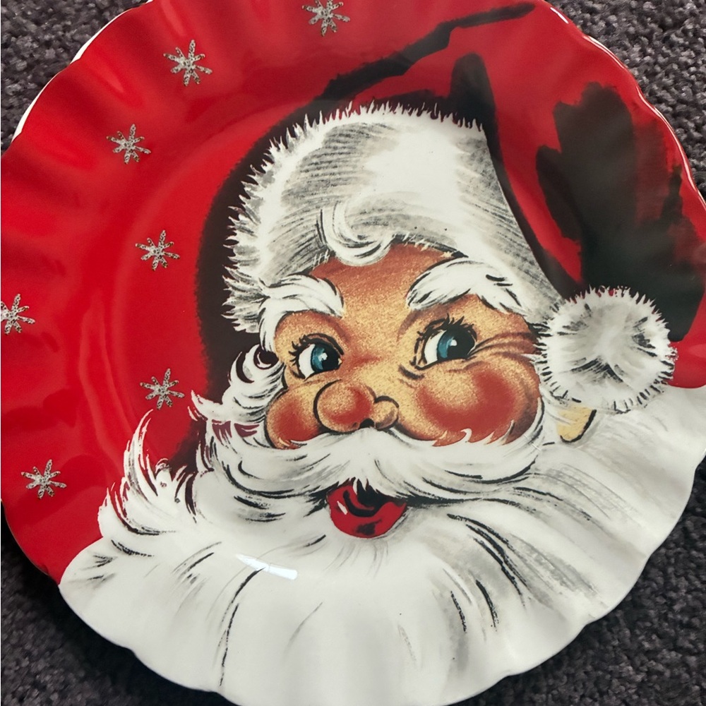 Festive Mr. Christmas Plates Set nostalgic Scallop NIB Santa Snowmen Raindeer - Picture 2 of 6